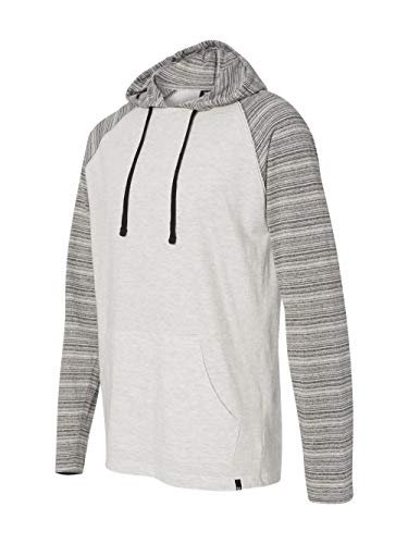 Burnside Striped Sleeve Hooded Pullover.B8127 - Large - Heather
