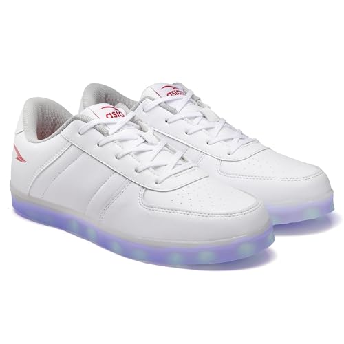 Image of ASIAN Men's Led Light High Glowing Dancing Multicolour Changing White Casual Sneaker Shoes with USB Cable Charging Shoes for Men's & Boy's Disco