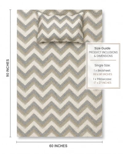 Image of VAS COLLECTIONS 240 TC Premium Cotton Single Bedsheet, Soft Breathable Comfortable Floral Printed Bed Sheet, Elegant Durable Bedding for Bedroom, Easy Care Single Bed Cover,60 x 90 Inches - Slate Grey