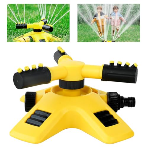 JJYHEHOT Garden Sprinkler, 360 Degree 3 Arm Rotating Sprinkler System, Sprinklers for Lawns, Automatic Lawn Water Sprinkler with Hose Attachment for Grass Plants Flowers Veggies Watering