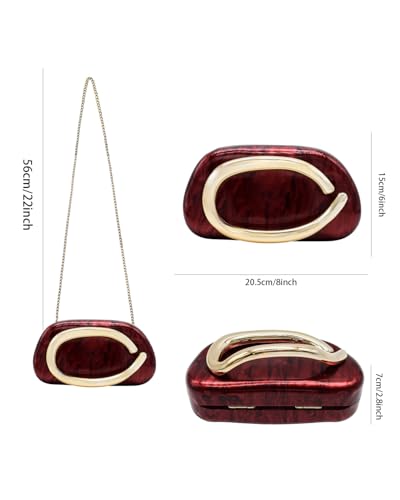 Image of Evening Clutch Purse for Women, PU Leather Wedding Guest Clutch Metal Chain Shoulder Bag, Crossbody Purse