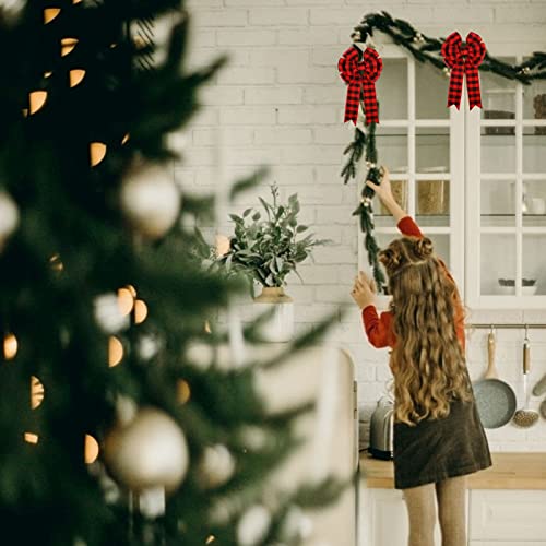 Meseey 6 Pack Buffalo Plaid Bows Decorative Wreath Red And Black Bow 10 X 6 Inch Halloween Thanksgiving Christmas Tree Topper Bow For Front Door Fall Wreath Christmas Decorations #TOP5