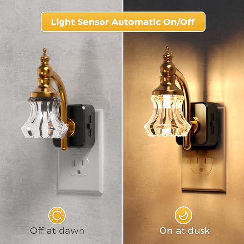 Image of L LOHAS LED Night Lights Plug into Wall, 3000K Soft White LED, Flower Night Lights with Dusk to Dawn Sensor, 0-100lm Adjustable Brightness, for Hallway Bedroom Stairway