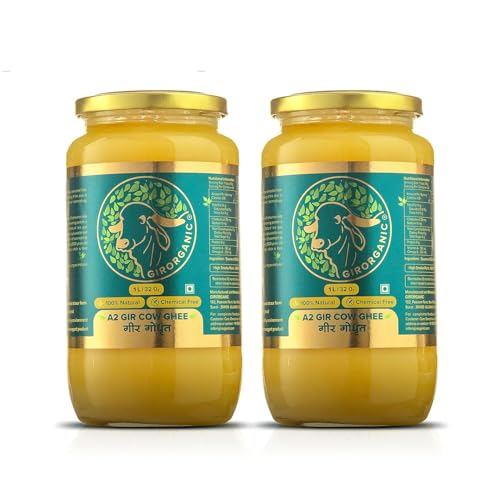 GirOrganic A2 Ghee Butter Grass Fed from Gir Cow (32 Oz Each) - Healthy Butter Alternative - Keto Friendly - Non-GMO, Lactose-Free 32 oz (combo)