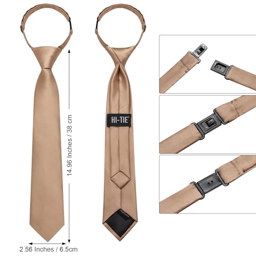Image of Hi-Tie Pretied Boys Ties Solid Color Kids Adjustable Necktie Lapel Pin Clip Set Age 8-12 Wedding School Graduation