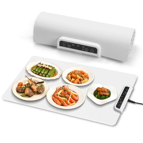DAMET Bandeja de Calentamiento Eléctrico de Silicona, Bandeja Eléctrica para Calentar Alimentos, Tapete de Calentamiento Enrollable de Viaje para Alimentos, Bandejas de...