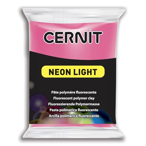CERNIT CE0930056922C - Un Pain de Pâte Polymère Neon Light - Pâte à Modeler à Cuire - Couleur fuschia - Bloc de 56 g