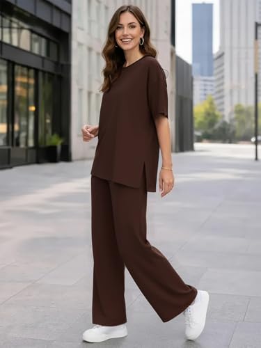 Image of TYSORT Women Casual Summer co ords Set Track Suit Oversized Top Baggy Pant,Top and Pajama Set