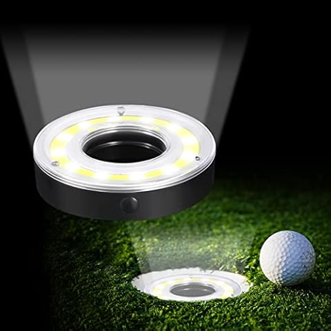 2Pcs Golf Hole Lights Glow Golf Hole LED Glowing with Carabiner, Kailund LED Light Up Golf Hole Night Golf Putting Green Cup Light for Night Golf Play, Putting and Chipping Practice Cover