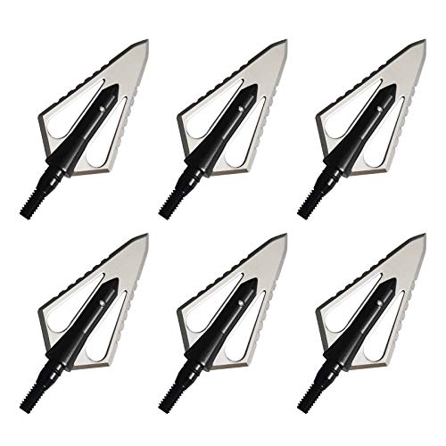 Leemui Archery Broadhead 100 Grain Hunting Arrow Cutting Serrated Blade Traditional Crossbow Composite Bow Arrowheads 6 Pack Or 12 Pack (Black Arrow 6Pk) #TOP1