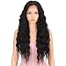 JOEDIR 26¡± Deep Curly Wavy Supreme Free Parting Lace Frontal Wigs High Temperature Synthetic Human Hair Feeling Wigs For Black Women 180% Density Wigs Ombre Color 200g(1B)