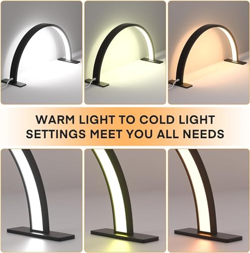 Store2508 52cm Half Moon Light for Nail Desk, Lash Light Led Nail Tech Lamp Half Moon Light Table Lamp Desk Lamp for Nail Lash Eyelash Extension Tattoo Eyebrows(Black - Image 2
