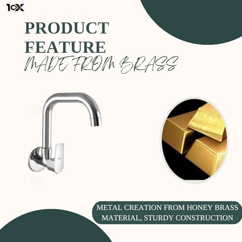 Image of 10X Rotatable Brass Kitchen Sink Tap ST-441123 Wall Mount Chrome Plate