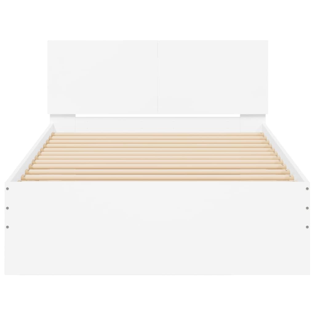 vidaXL Bettgestell, Bettrahmen mit Lattenrost, Bett Gästebett mit Kopfteil, Einzelbett Schlafzimmerbett Schlafzimmermöbel, Weiß 100x200cm Holzwerkstoff
