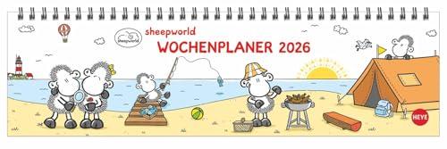 sheepworld Wochenquerplaner 2026: Praktischer Tischquerkalender mit Spiralbindung und niedlichen Schaf-Cartoons. Liebevoll illustrierter Tisch-Kalender. (Tisch-Querplaner Heye)