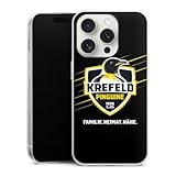 DeinDesign Slim Case extra dünn kompatibel mit Apple iPhone 15 Pro Silikon Handyhülle transparent Hülle Krefeld Pinguine Eishockey Sport