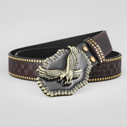 Western Leathers Buckle Belts Metal Buckle Belt Floral Engraved Buckle Belt for Men Jeans Decoration3