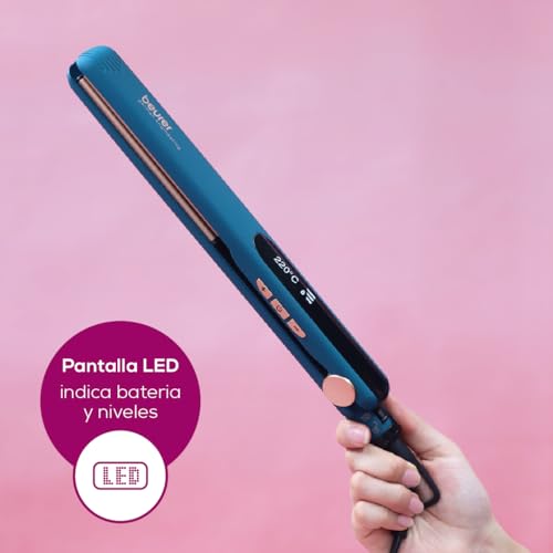 Image of Beurer HS 50 Ocean Premium Hair Straightener for women I German Engineering I Ceramic Keratin Plates I Temperature Settings I LED Display I Auto Shut-Off I 360 Swivel Cord I Spring Plates I Fast Heat-Up I 3-Year Warranty I Green in color