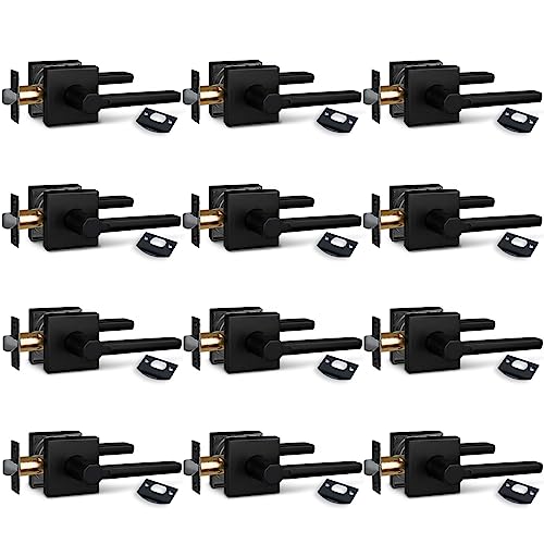 Image of NEWBANG (12Pack Hall /Closet Lever Handle Lock in Aged Matt Black- Door Lock Handle in Matt Black for Passage Door