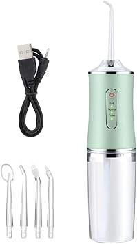 220ml Oral Irrigator Cordless Dental Water Flosser for Teeth Cleaning 3 Pressure Mode 4 Jet Tip IPX7 Waterproof