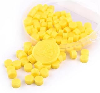 100 unids/caja sello de cera Vintage mezcla de cuentas de cera de Color sello octágono sellos para sobre invitaciones de boda suministros DIY-amarillo