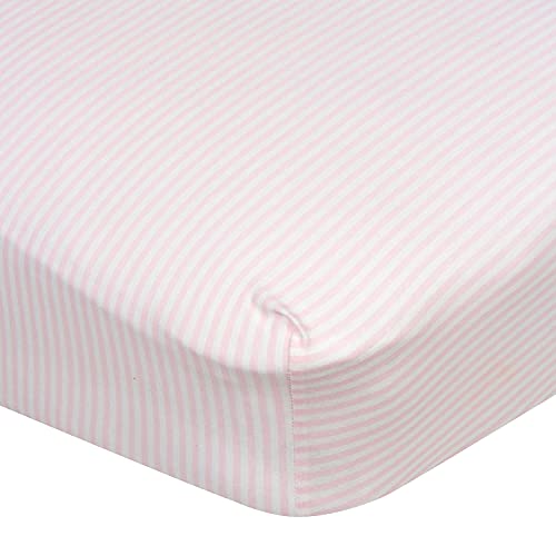 Image of Gerber Baby Boys Girls Neutral Newborn Infant Baby Toddler Nursery 100% Cotton Fitted Bedding Crib Sheet, Stripes Pink, 28 inch x 52 inch