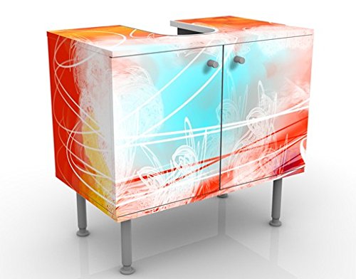 Apalis Vanité Rouge Grunge avec des Papillons 60 x 55 x 35 cm, Petite, 60 cm de Large, réglable, lavabo, Meuble de Salle de Bain, lavabo, Armoire, unité de Base, DE Salle DE Bain, étroit, Plat
