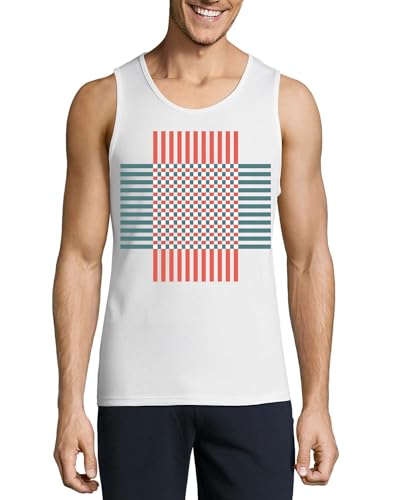 Débardeur en coton homme léger débardeur rayures croisées bleu rouge été