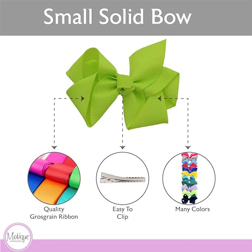 Image of Small Solid Bow for Girls - Set of 12 (Lime Green)