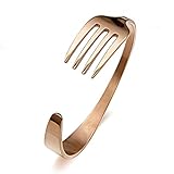 AOCHEE Stainless Steel Fork Bracelet, Minimalist Bangle Cuff for Men, Silver, Rose Gold, Black, 6cm/2.36inch (Rose Gold)