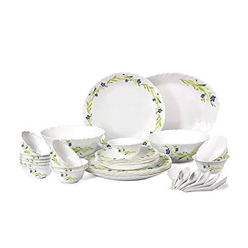 Cello Imperial Amazon Creeper Opalware Dinner Set, 33 Pieces, White Cello Imperial Amazon Creeper Opalware Dinner Set, 33 Pieces, White