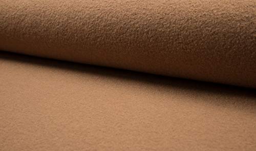 Tissu 100% laine bouillie camel anti effilochage pour couture facile