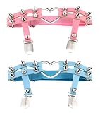 Women Girl Sexy Leather Heart Garters Punk Rock Rivet Stud Leg Ring 2pcs