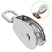 SKISUNO 4pcs Pulley Blocks Single Pulley Wheel Stainless Steel Swivel Hook Wire Rope Lifting Rigging Heavy Duty for Construction and Industrial Use
