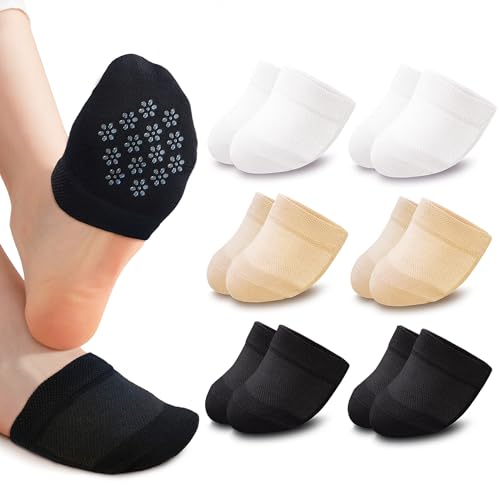 Womens No Show Non Slip Half Socks – Cotton Invisible Liner Toe Topper Covers for Mules Clogs Slip-Ons 6/9 Pack