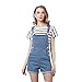 Jeans avec Poignets roulés pour Femmes Casual Denim Stretch Bib Salopette Shorts pour Teen Girl,Blue,XXXXL