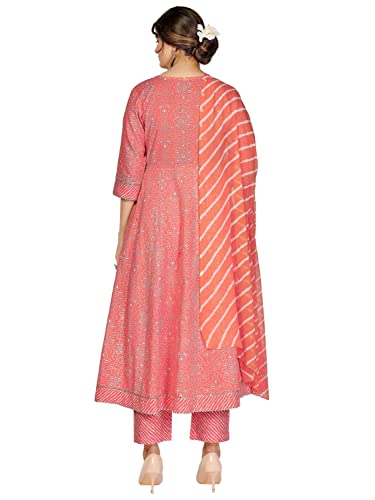 Image of Vbuyz Women's Rayon Printed & Embroidered Anarkali Regular Fit Kurta