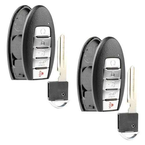 2X Key Fob Remote Shell Case Smart 5-Button Replacement for 2007 2008 2009 2010 2011 2012 2013 2014 2015 2016 2017 2018 2019 Nissan Altima Maxima Pathfinder Quest Sentra (KR5S180144014 7812D-S180014)