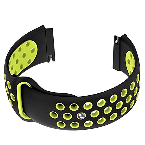 Image of ACM Watch Strap 22mm compatible with Fossil Gen 5 Carlyle Smartwatch | Silicone Belt Sports Dot Band Black with Neon Green