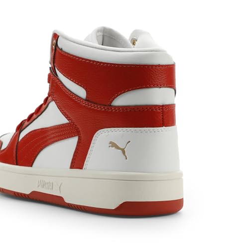 PUMA PUMA Women's Rebound Layup Mid Shoes, White-Candy Apple- Gold SS26, 7.5 Puma Rebound Layup Nu Romantic WNS