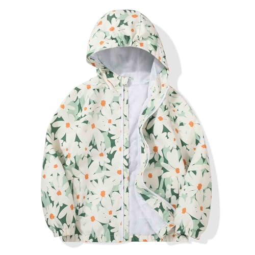 Image of SUNDAY ROSE Girls Windbreaker Jackets Lightweight Water Resistant Coat Outwear with Hooded for Kids