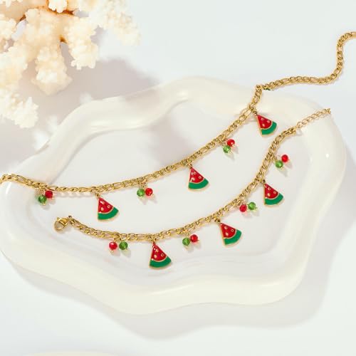 Pulseras de sandía de acero inoxidable joya de frutas mujer 3