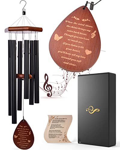 NVRGIUP Wind Chimes, 33” Sympathy Gift Memorial Windchime for Loss of Loved One Prime with 6 Rust-Proof Heavy-Walled Aluminum Tubes, DIY Bells & Poem Card in Exquisite Box Bereavement Mother Father