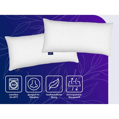 Traumnacht Green Kopfkissen-Set bestehend aus zwei Kopfkissen 40 x 80 cm, nachhaltiges Kissenset mit Bezug aus Microfaser, produziert nach deutschem Qualitätsstandard