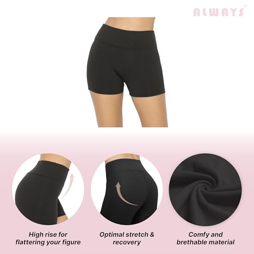 Image of ALWAYS Yoga Shorts for Women - High Waisted Workout Biker Shorts for Yoga, Running & Under Dress Anti-Chafing Comfort