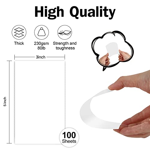 100 Pack White Blank Index Cards 3X5 Unlined Note Cards, Goefun 80Lb Heavy Duty Card Stock Thick Paper For Postcards, Photo Paper, Syllable Boards #TOP1