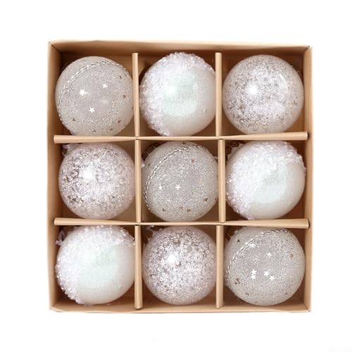 9 Stück 8 cm Weihnachtskugeln Ornament Set, Xmas Hängende Kugeln,...