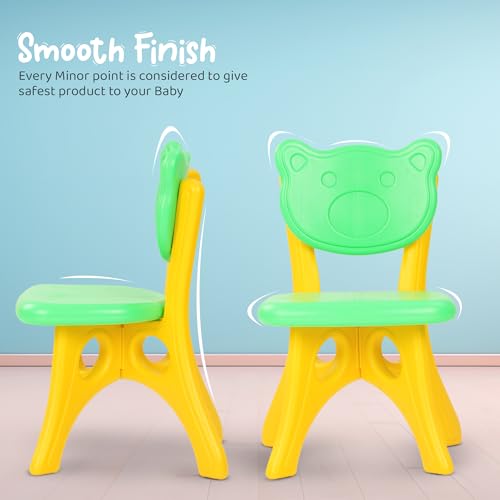 Image of Baybee Kids Chair for Baby & Toddlers with Strong Backrest, Ergonomic High Back Support, Lightweight Portable Study Chair for Home, Play School & Activity Room, Smooth Finish, Weight Upto 30Kg (Green & Yellow)