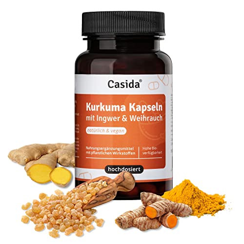 Casida Kurkuma (Curcuma) Kapseln mit Ingwer, Weihrauch & schwarzem Pfeffer – pflanzlicher Komplex, 90 vegane Kapseln