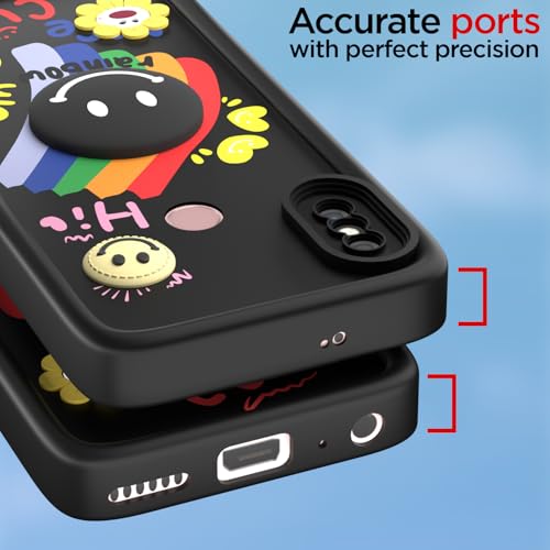 Image of Pikkme Back Cover for Redmi Note 5 Pro | Soft Silicone| Cute Rainbow Smile & 3D Cartoon Flower Design | Shockproof Raised Camera Protection Bumper Case (Black)